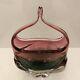 Chribska Art Glass Basket Bowl Czech Bohemian Multicolour Pink/ Green 20 cm#1