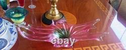 Chribska Czech Art Glass Centerpiece Bowl Pink Josef Hospodka Freeform Wave