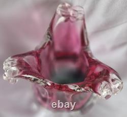 Chribska Vintage Josef Hospodka Bohemian Art Glass Lily Vase 1970s Pink & smoke