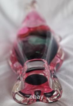 Chribska Vintage Josef Hospodka Bohemian Art Glass Lily Vase 1970s Pink & smoke