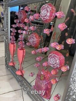 Coco Chanel Champagne Glass 3D Glitter Art Mirrored Picture