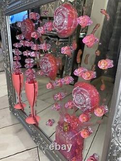 Coco Chanel Champagne Glass 3D Glitter Art Mirrored Picture