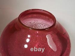 Cohn-stone Studio Pink Art Glass Vase, Applied Texture, 1987, Molly Stone, Sgnd