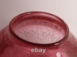 Cohn-stone Studio Pink Art Glass Vase, Applied Texture, 1987, Molly Stone, Sgnd