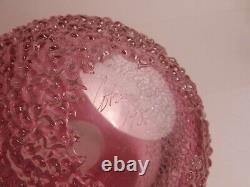 Cohn-stone Studio Pink Art Glass Vase, Applied Texture, 1987, Molly Stone, Sgnd