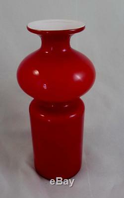 Coral & Opal Holmegaard Carnaby Bulge Vase Per Lutken 1960s Retro Design