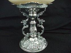 Cranberry Rubina cased art glass brides basket bowl Jaccard silverplate stand