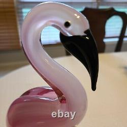 Crystaleria stile d'ART GLASS LARGE PINK FLAMINGO BIRD ON CLEAR BALL BASE