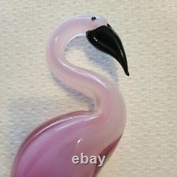 Crystaleria stile d'ART GLASS LARGE PINK FLAMINGO BIRD ON CLEAR BALL BASE