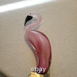 Crystaleria stile d'ART GLASS LARGE PINK FLAMINGO BIRD ON CLEAR BALL BASE