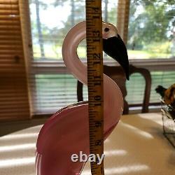 Crystaleria stile d'ART GLASS LARGE PINK FLAMINGO BIRD ON CLEAR BALL BASE