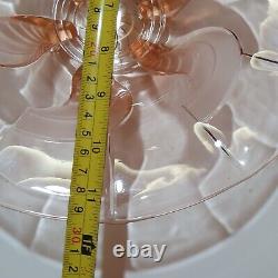 Cut French Art Deco 1920's Glass Pink Large Pink Glass Bowl Footed Antique Glass