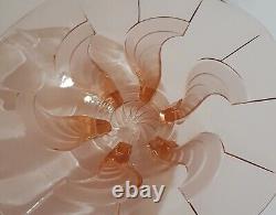 Cut French Art Deco 1920's Glass Pink Large Pink Glass Bowl Footed Antique Glass