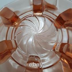 Cut French Art Deco 1920's Glass Pink Large Pink Glass Bowl Footed Antique Glass