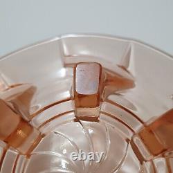 Cut French Art Deco 1920's Glass Pink Large Pink Glass Bowl Footed Antique Glass