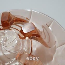 Cut French Art Deco 1920's Glass Pink Large Pink Glass Bowl Footed Antique Glass