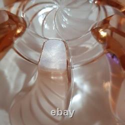 Cut French Art Deco 1920's Glass Pink Large Pink Glass Bowl Footed Antique Glass