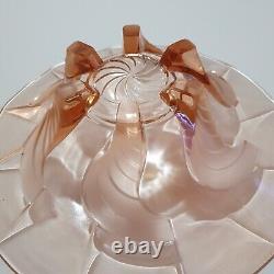 Cut French Art Deco 1920's Glass Pink Large Pink Glass Bowl Footed Antique Glass