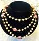 Czech Filigree Pink Art Glass & Tinted Glass Pearl Beaded Chain Vintage Necklace
