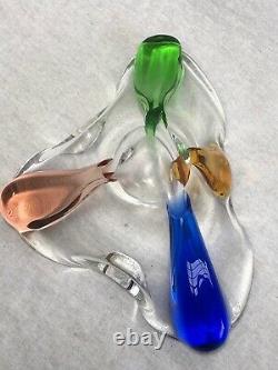 Czech Mid Century Attributed To Frantisek Zemek Glass Leaf Small Bowl