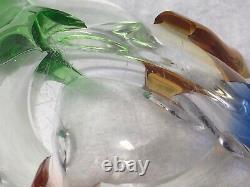 Czech Mid Century Attributed To Frantisek Zemek Glass Leaf Small Bowl
