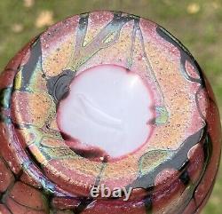 Czech Pallme-Koenig Veined Pink Art Glass 10.5 Vase