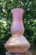 Czech Pink Decorated Art Glass Iridescent Vase