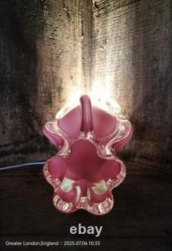 Czech art glass Pink / White vase Josef Hospodka Chribska pink 1960 rare 29cm
