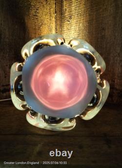 Czech art glass Pink / White vase Josef Hospodka Chribska pink 1960 rare 29cm