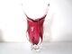 Czech art glass vase Josef Hospodka Chribska pink 1960 rare 32cm large & heavy