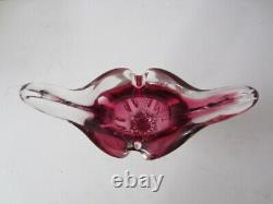 Czech art glass vase Josef Hospodka Chribska pink 1960 rare 32cm large & heavy