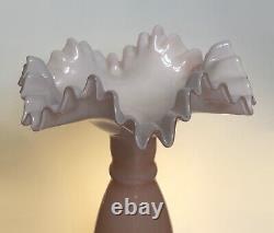 Czechoslovakia Czech Glass Ruffle Vase Pink White