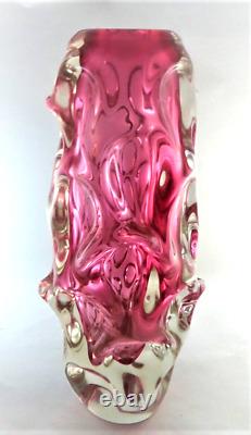 Czeck Art Glass Optic vase 1959 Jan Beranek for Skrdlovice Glass 12h Pristine