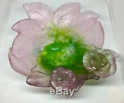 DAUM PATE DE VERRE CRYSTAL ROSES 7.50 ORNAMENTAL BOWL # 02571 Perfection