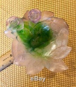 DAUM PATE DE VERRE CRYSTAL ROSES 7.50 ORNAMENTAL BOWL # 02571 Perfection