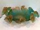 DAUM Pate De Verre Glass Green And Pink Rose Passion Bowl Numbered Edition