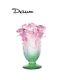 DAUM Roses Green and Pink Vase 03507 FRANCE CRYSTAL GLASS Brand New in Box