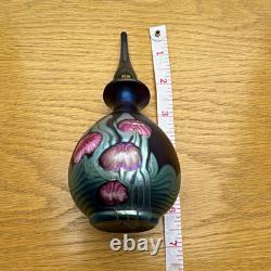 D Barry's iridescent Art Glass Perfume Bottle with Stopper Floral 7in