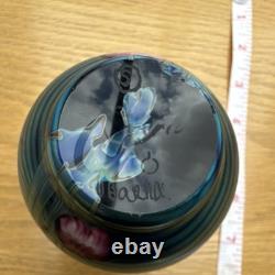 D Barry's iridescent Art Glass Perfume Bottle with Stopper Floral 7in