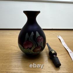 D Barry's iridescent Art Glass Perfume Bottle with Stopper Floral 7in