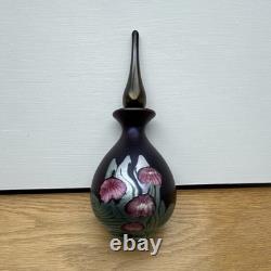 D Barry's iridescent Art Glass Perfume Bottle with Stopper Floral 7in