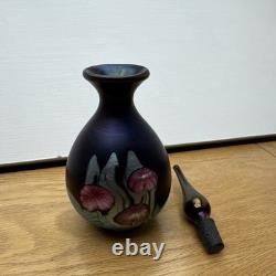 D Barry's iridescent Art Glass Perfume Bottle with Stopper Floral 7in