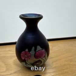 D Barry's iridescent Art Glass Perfume Bottle with Stopper Floral 7in