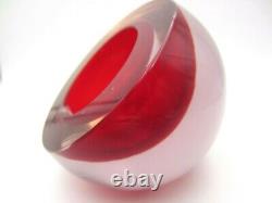 Da Ros Cenedese Murano red in pink green alexandrite art glass bowl sculpture