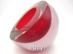 Da Ros Cenedese Murano red in pink green alexandrite art glass bowl sculpture