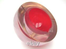 Da Ros Cenedese Murano red in pink green alexandrite art glass bowl sculpture