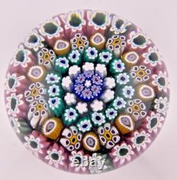 Damon MacNaught 2012 4-Row Concentric Millefiori in Pink Stave Glass Paperweight