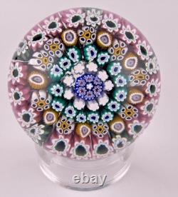 Damon MacNaught 2012 4-Row Concentric Millefiori in Pink Stave Glass Paperweight