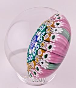 Damon MacNaught 2012 4-Row Concentric Millefiori in Pink Stave Glass Paperweight