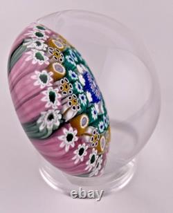 Damon MacNaught 2012 4-Row Concentric Millefiori in Pink Stave Glass Paperweight